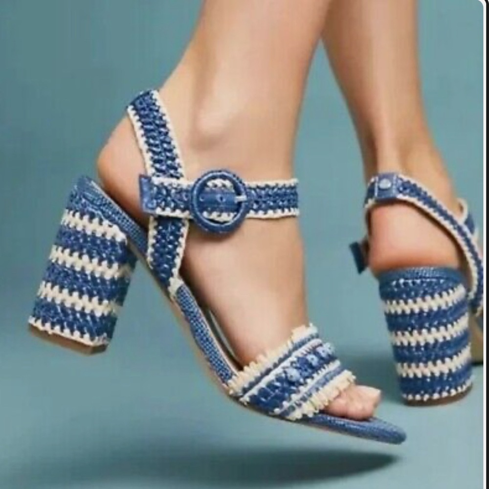 Sam Edelman Women’s Olisa Raffia Block Heel Ankle Strap Sandals